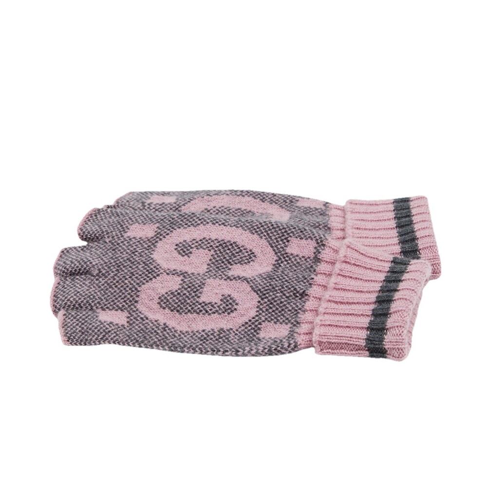 NIB Gucci GG Fingerless Gloves Mittens Pink Size L 100% Cashmere - Picture 3 of 12
